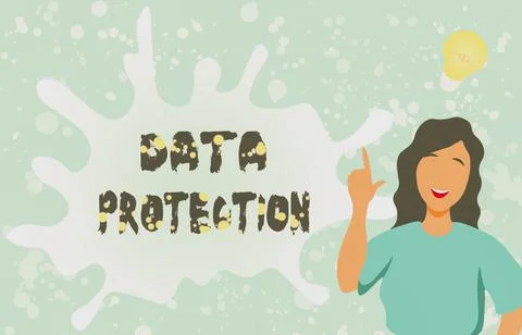 Text showing inspiration Data Protection. Word for safeguarding information away Stock Illustration