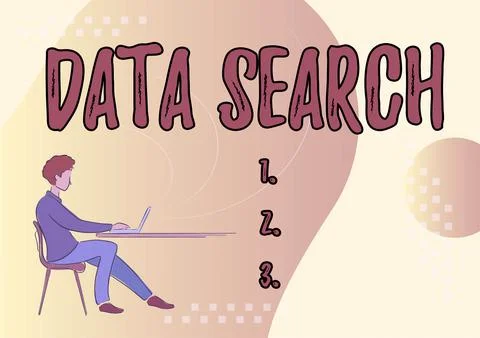 Text showing inspiration Data Search. Word for gathers and reports information Stock Illustration
