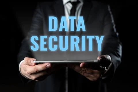 Text showing inspiration Data Security. Business idea Confidentiality Disk Stock Photos