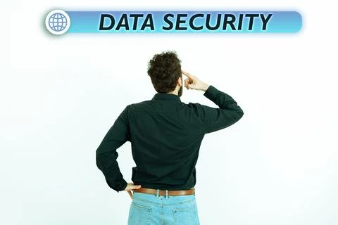 Text showing inspiration Data Security. Business overview Confidentiality Disk Stock Photos