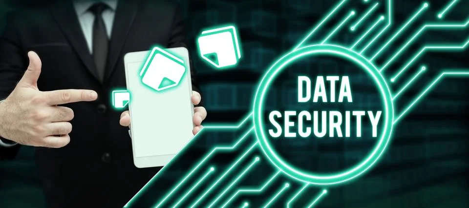 Text showing inspiration Data Security. Conceptual photo Confidentiality Disk Stock Photos