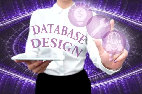 Text showing inspiration Database Design. Internet Concept organisation of data Foto stock