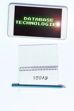 Text showing inspiration Database Technologies. Business idea uses a database Photos