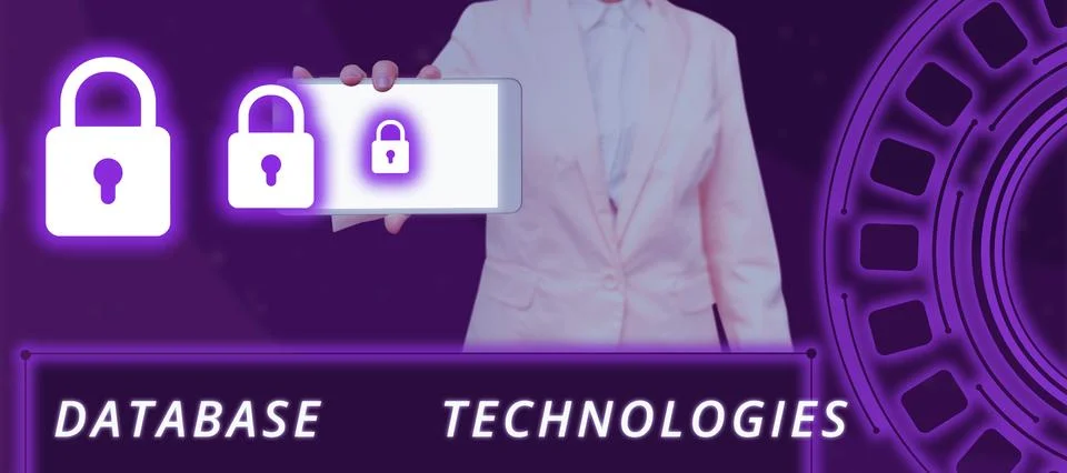 Text showing inspiration Database Technologies. Internet Concept uses a database Foto stock