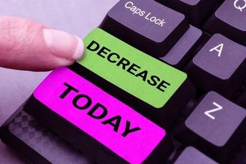 Text showing inspiration Decrease. Word for make or become smaller or fewer in Stock Photos