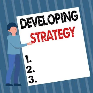 Text showing inspiration Developing Strategy. Business idea Game plan that sets Stock Illustration