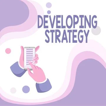 Text showing inspiration Developing Strategy. Business overview Organizations Stock Illustration