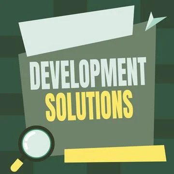 Text showing inspiration Development Solutions. Business idea Efficient Planning Stockillustratie