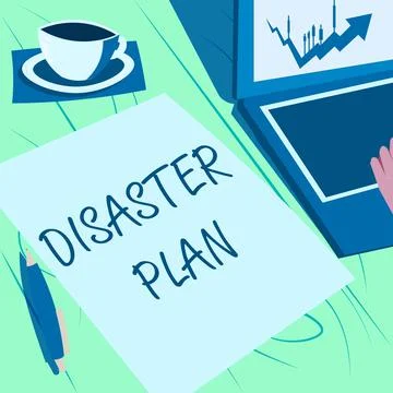 Text showing inspiration Disaster Plan. Business overview Respond to Emergency Stock Illustration