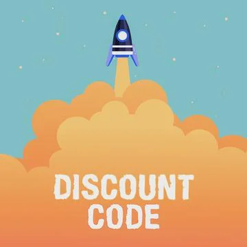 Text showing inspiration Discount Code. Concept meaning to reduce the price of a Stock-Illustration