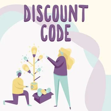 Text showing inspiration Discount Code. Business showcase Series of letters or Stock Illustration