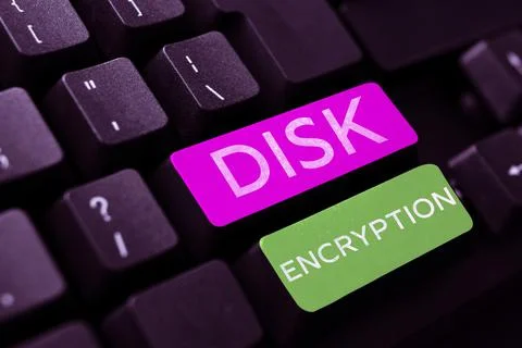 Text showing inspiration Disk Encryption. Word Written on the security mechanism Foto stock