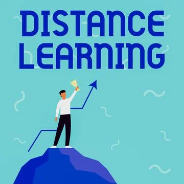 Text showing inspiration Distance Learning. Word for educational lectures Stock Illustration