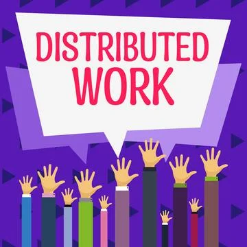 Text showing inspiration Distributed Work. Internet Concept practiced by Stockillustratie