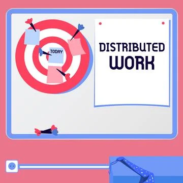 Text showing inspiration Distributed Work. Internet Concept practiced by Stockillustratie