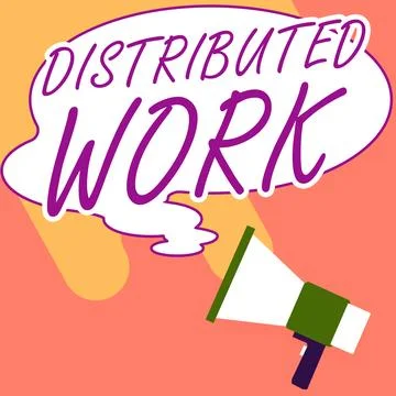 Text showing inspiration Distributed Work. Business approach practiced by Stockillustratie