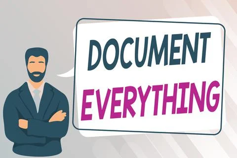 Text showing inspiration Document Everything. Business idea computer file that Stock Illustration