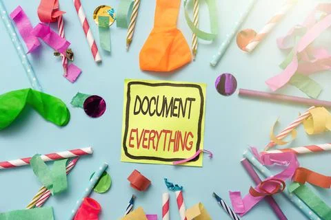 Text showing inspiration Document Everything. Internet Concept computer file Foto stock