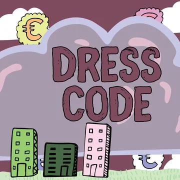 Text showing inspiration Dress Code. Conceptual photo an accepted way of イラスト素材