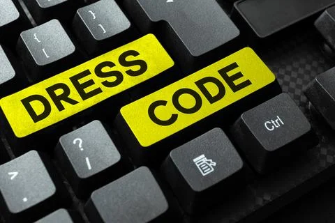 Text showing inspiration Dress Code. Conceptual photo an accepted way of Stock Photos