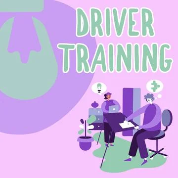 Text showing inspiration Driver Training. Conceptual photo prepares a new driver Stock Illustration