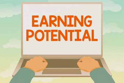 Text showing inspiration Earning Potential. Word for Top salary for a particular Stock Illustration