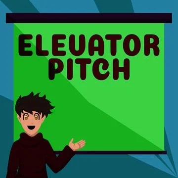 Text showing inspiration Elevator Pitch. Conceptual photo A persuasive sales Stock Illustration