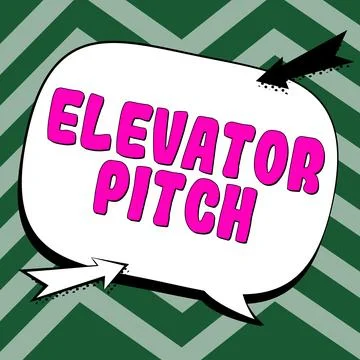 Text showing inspiration Elevator Pitch. Business overview A persuasive sales Illustrazione stock