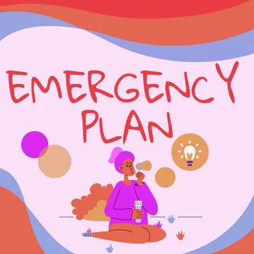 Text showing inspiration Emergency Plan. Business overview instructions that Stock-Illustration