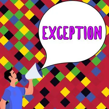 Text showing inspiration Exception. Word for person or thing that is excluded Stock Illustration