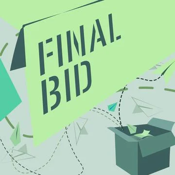 Text showing inspiration Final Bid. Concept meaning The decided cost of an item Illustration