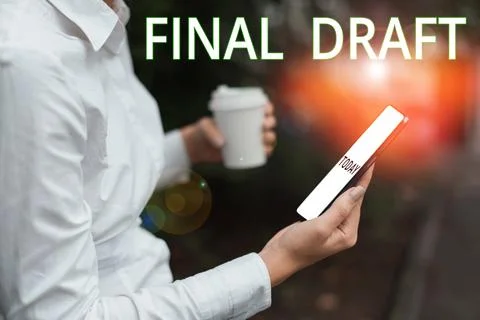 Text showing inspiration Final Draft. Word Written on final version of something Foto stock