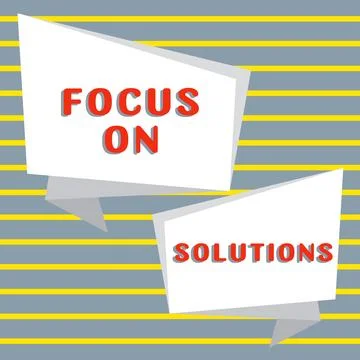 Text showing inspiration Focus On Solutions. Business overview powerful Stock Illustration