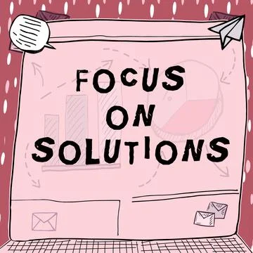 Text showing inspiration Focus On Solutions. Word Written on powerful practical Stock Illustration