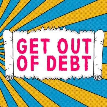 Text showing inspiration Get Out Of Debt. Word Written on No prospect of being Stock Illustration