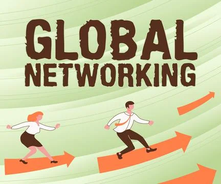 Text showing inspiration Global NetworkingCommunication network which spans the Stock Illustration