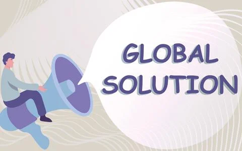 Text showing inspiration Global Solution. Internet Concept dealing with a Stock Illustration