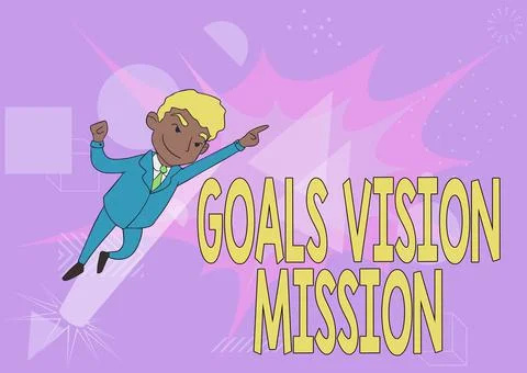 Text showing inspiration Goals Vision Mission. Business showcase practical Stock Illustration