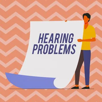 Text showing inspiration Hearing Problems. Word for is partial or total Stock Illustration