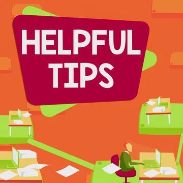 Text showing inspiration Helpful Tips. Word for Ask an Expert Solutions Hints Stock Illustration