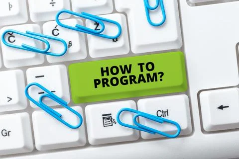 Text showing inspiration How To Program. Conceptual photo Instruction for Stock Photos