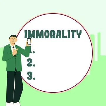 Text showing inspiration Immorality. Concept meaning the state or quality of Stock Illustration