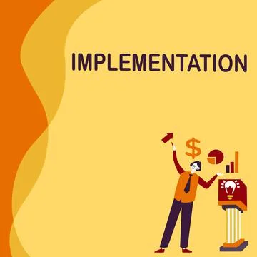 Text showing inspiration Implementation. Conceptual photo The process of making Stock Illustration
