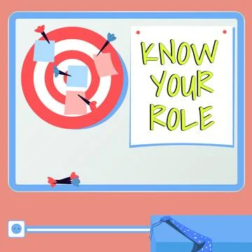 Text showing inspiration Know Your Role. Business concept Be clear of one Illustrazione stock