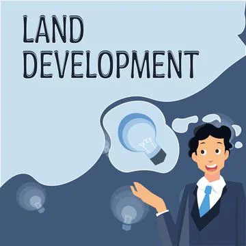 Text showing inspiration Land Development. Word Written on process of acquiri Stock Illustration