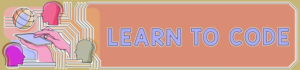 Text showing inspiration Learn To Code. Conceptual photo Learn to write Software Stock Illustration