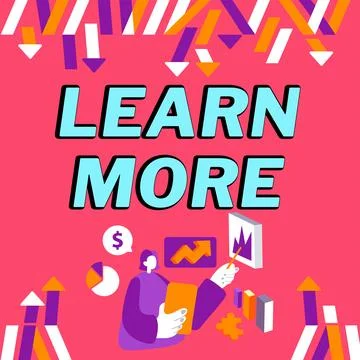 Text showing inspiration Learn More. Business approach Deepen knowledge of the Illustrazione stock