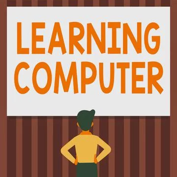Text showing inspiration Learning Computer. Business idea learn more about each Stock Illustration