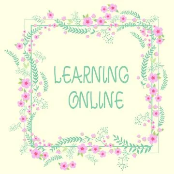 Text showing inspiration Learning Online. Concept meaning Learn something new Illustrazione stock