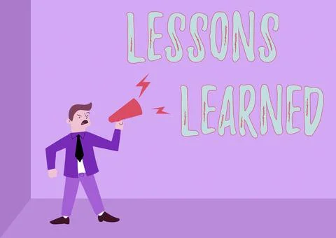 Text showing inspiration Lessons Learned. Word Written on experiences distilled Stockillustratie